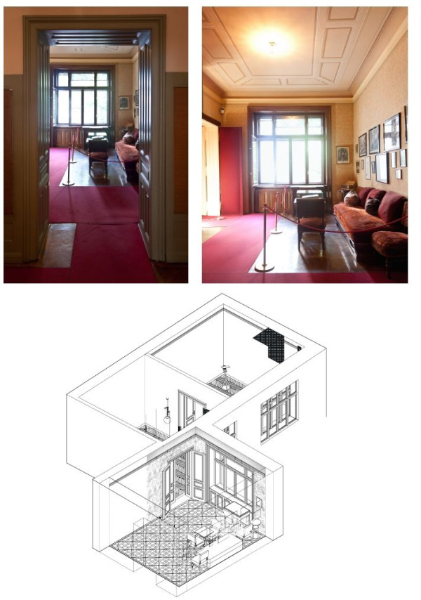 Das originalmöblierte Wartezimmer der Praxis vermittelt die Atmosphäre der gründerzeitlichen Freud-Wohnung.