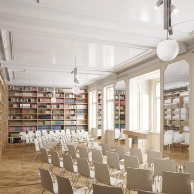 Rendering lecture hall library (c) qucumber.at