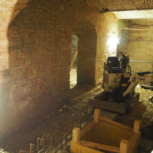 Excavation and demolition in the basement