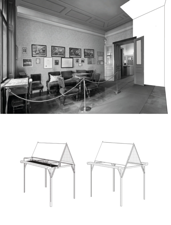 Objects from Sigmund Freud’s belongings will be shown in showcases that also serve as an information medium.