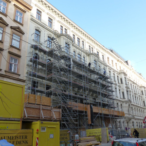 Facade with scaffolding