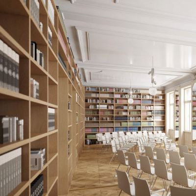 Rendering lecture hall library (c) qucumber.at